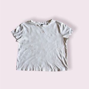 H&M Embroidered Heart Crop T-Shirt, Size S